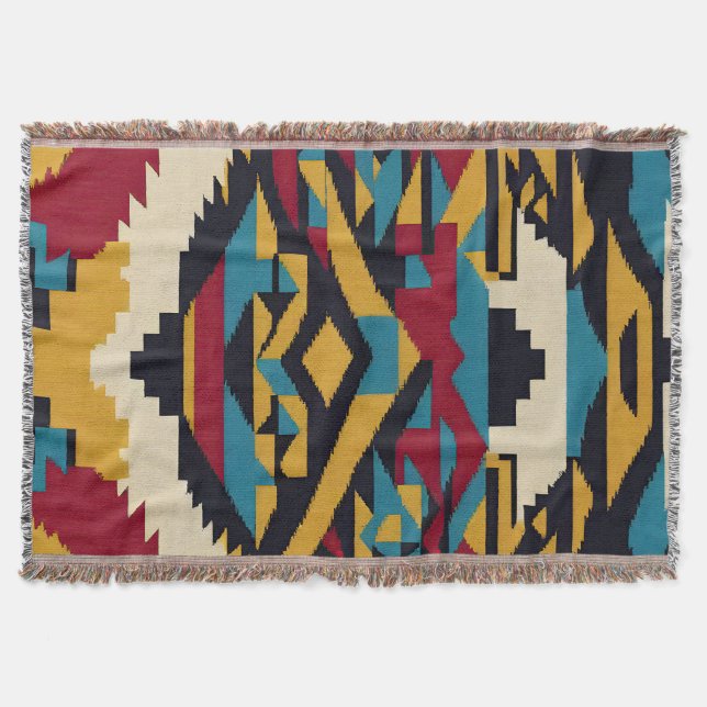 Native American Abstract Tribute 01 Throw Blanket (Front)