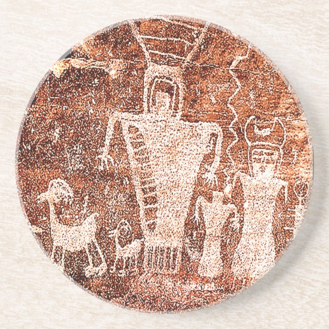 Native American Ancient Astronauts Petroglyph Coaster (Front)