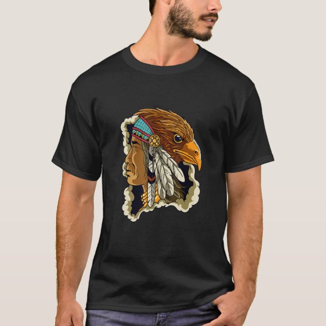 Native American And Eagle Indian Pride T-Shirt (Front)