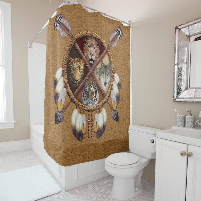 Native American Animals Shower Curtain (In Situ)