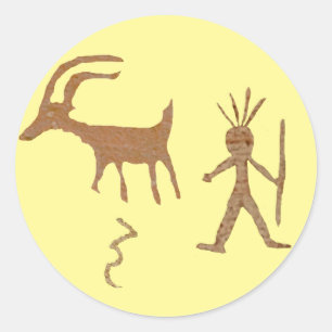 Native American Art, Petroglyphs Classic Round Sticker