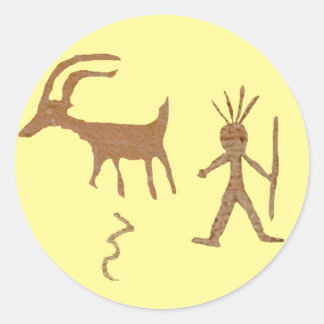 Native American Art, Petroglyphs Classic Round Sticker