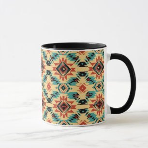 Native American Aztec Design in Blue, Rust and Tan Mug