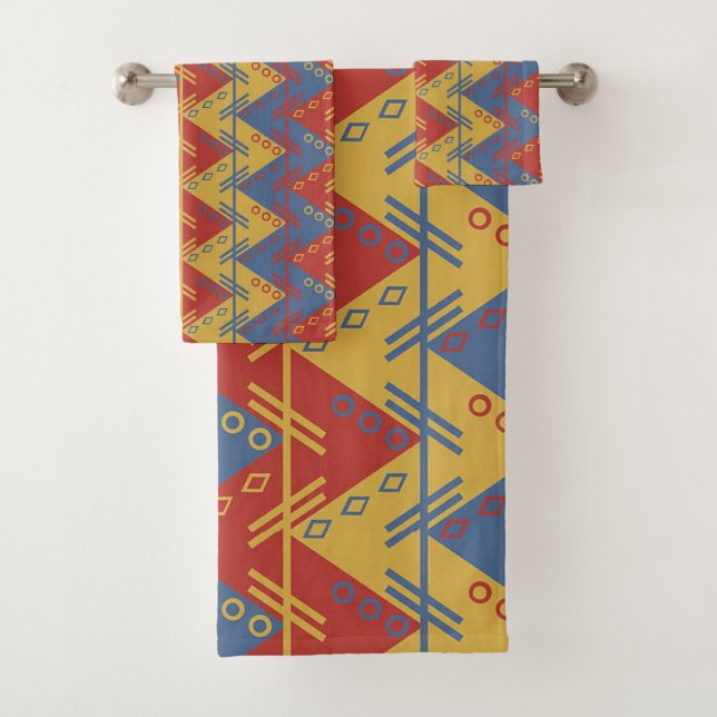 Native American Aztec Pattern Bath Towel Set (Insitu)