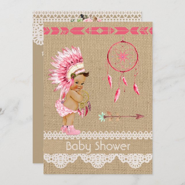 Native American Baby Girl Baby Shower Invitation (Front/Back)