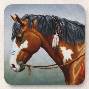 Native American Bay Pinto War Horse Coaster