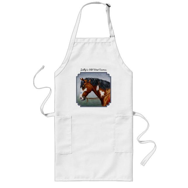 Native American Bay Pinto War Horse Long Apron (Front)