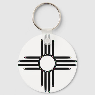 Native American beaded Zia Key Ring