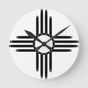 Native American beaded Zia Round Clock