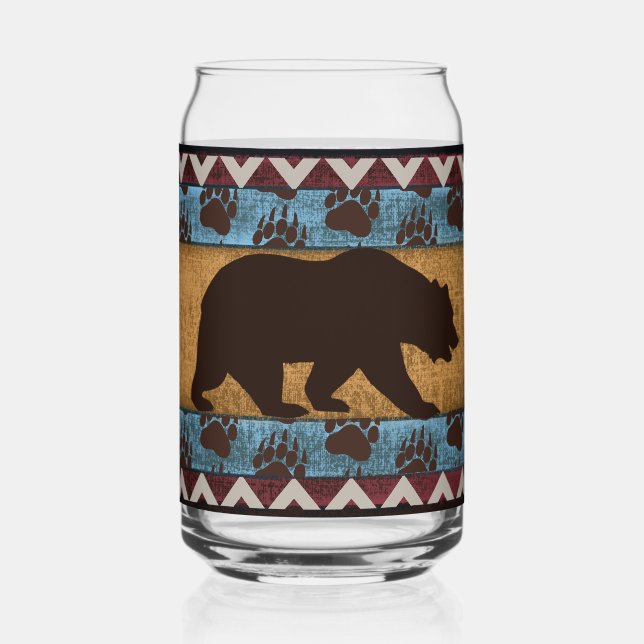 Native American Bear Can Glass (Front)