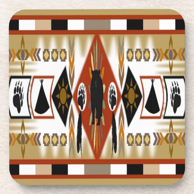 Native American Bear Clan Cork Coaster (Front)