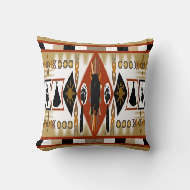 Native American Bear Clan Pillow (Front)
