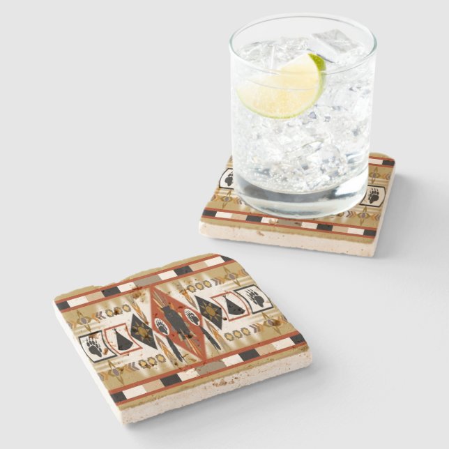 Native American Bear Clan Stone Coaster (Side)