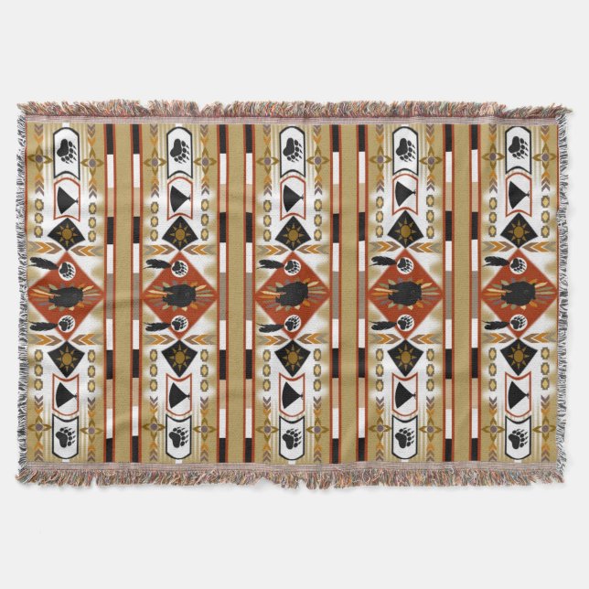 Native American Bear Clan Throw Blanket (Front)