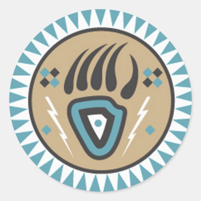 Native American Bear Paw Classic Round Sticker (Front)