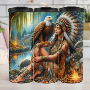 Native American Beauty, Guardian Eagle, Mystical. Thermal Tumbler