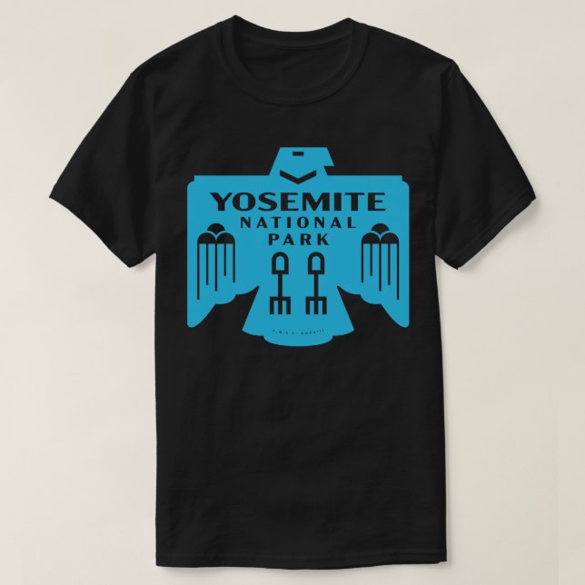 Native American Bird Yosemite National Park Blue T-Shirt (Design Front)