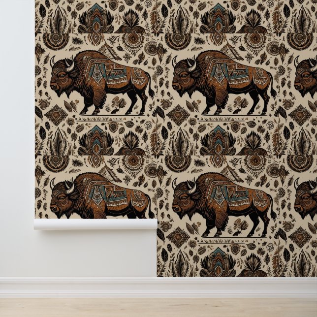 Native American Bison Buffalo Art Wallpaper (Application)