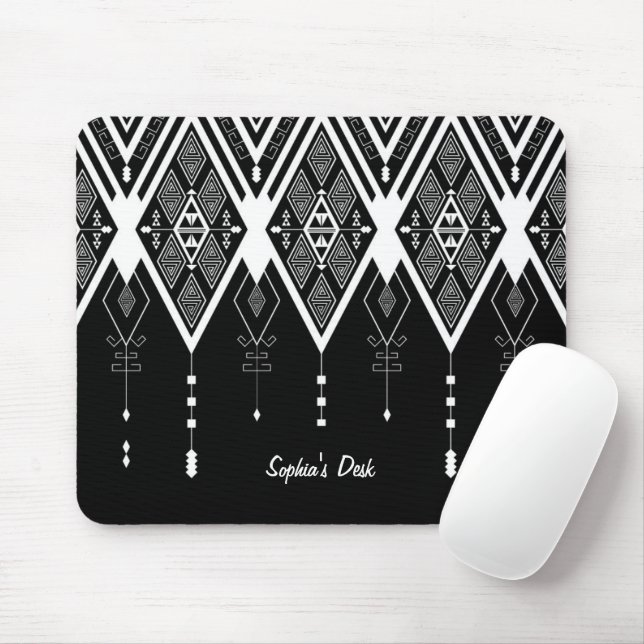 Native American Black And White Custome Mouse Pad (With Mouse)