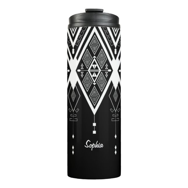Native American Black And White Custome Thermal Tumbler (Front)
