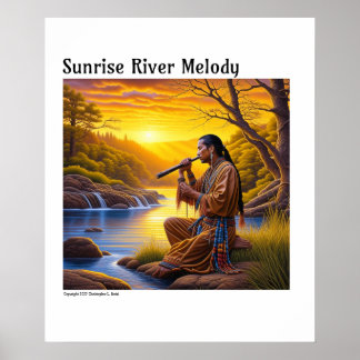 Native-American blue and Yellow Digital scenic Poster