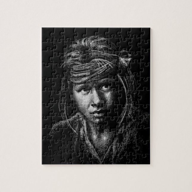 Native American Boy my 2004 drawing  Jigsaw Puzzle (Vertical)