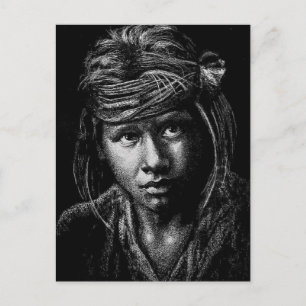 Native American Boy my 2004 drawing postcard