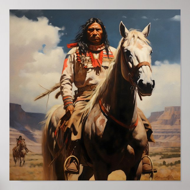 Native American Brave Looking into the Distance Poster (Front)