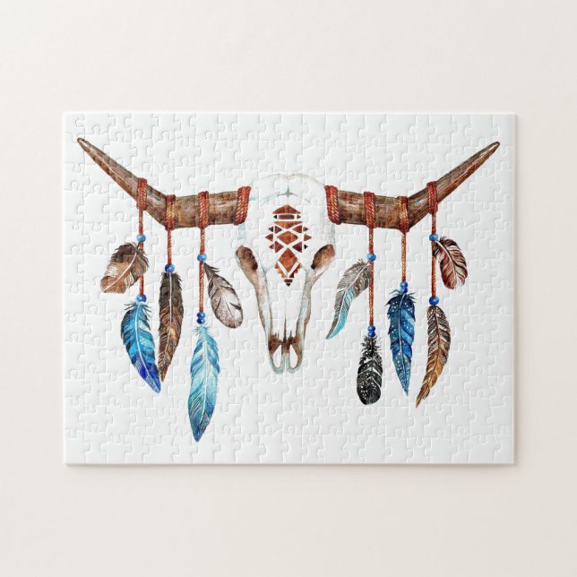 Native American Bull School Jigsaw Puzzle (Horizontal)