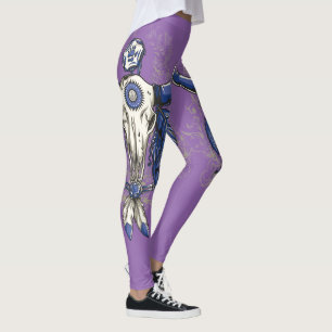 Native American BULL SKULL blue Leggings