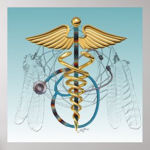Native American Caduceus and Stethoscope Poster