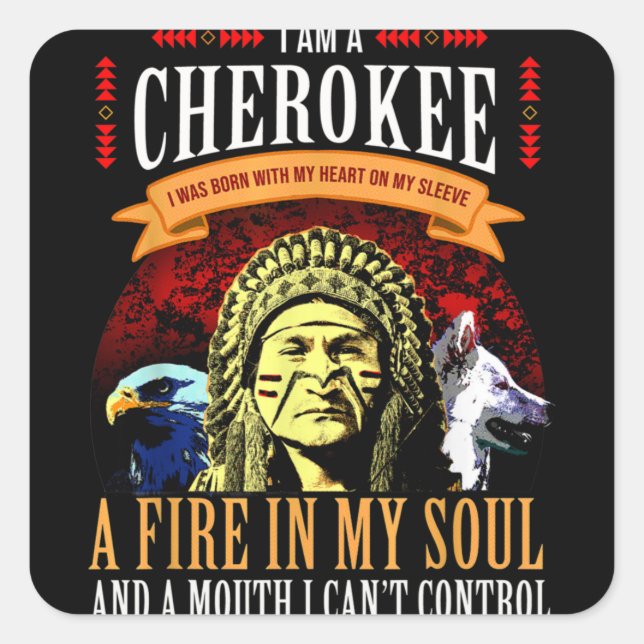 Native American Cherokee Indigenous Peoples Day Square Sticker (Front)