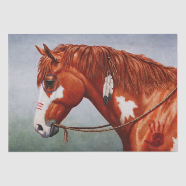 Native American Chestnut Pinto War Horse Tissue Paper (Front)