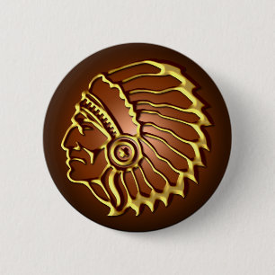 NATIVE AMERICAN CHIEF 6 CM ROUND BADGE