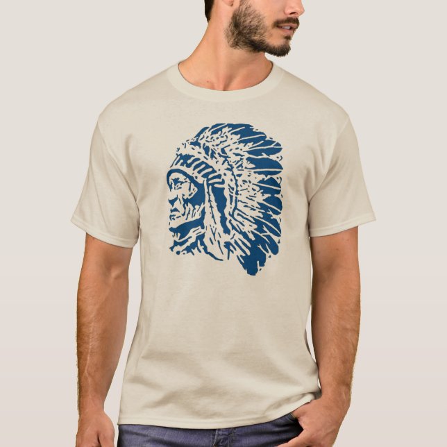Native American Chief Blue Silhouette T-Shirt (Front)