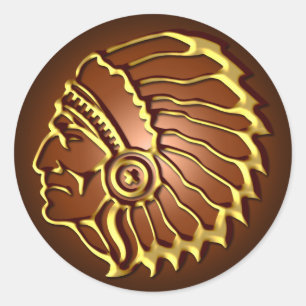NATIVE AMERICAN CHIEF CLASSIC ROUND STICKER