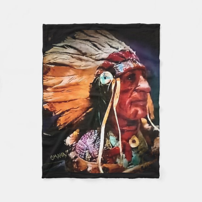 Native American Chief Fleece Blanket (Front)