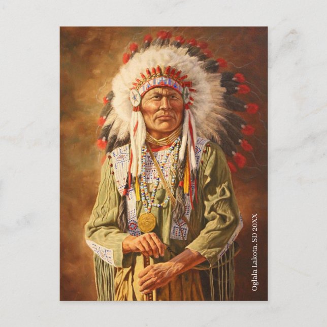 Native American Chief Lakota Postcard (Front)
