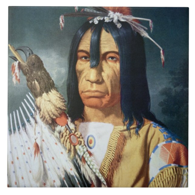 Native American Chief of the Cree people of Canada Ceramic Tile (Front)