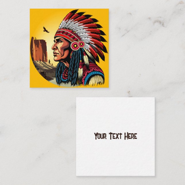 Native American Chief on wild Landscape Sunset Card (Front/Back)
