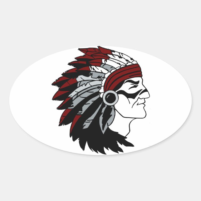 Native American Chief Oval Sticker (Front)