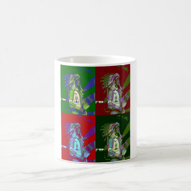 Native American Chief Pop Art Coffee Mug (Center)