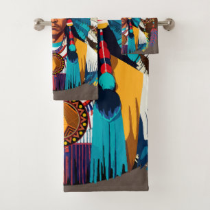 Native American Chief Powerful Portrait Bath Towel Set