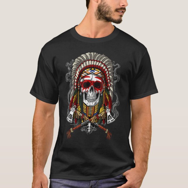 Native American Chief Skull T-Shirt (Front)