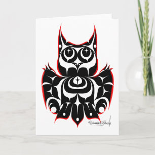 Native American Coast Salish Style Horned Owl Card