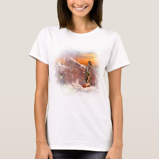 Native American Couple Vignette T-Shirt (Front)
