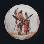 Native American Couple Wall Clock<br><div class="desc">Add warmth, meaning, and artistic character to your space with this Native American couple wall clock. Featuring a softly painted romantic scene of a couple walking together, this design blends timeless function with cultural-inspired beauty. The warm earthy tones and gentle southwestern aesthetic make it a beautiful accent for a living...</div>
