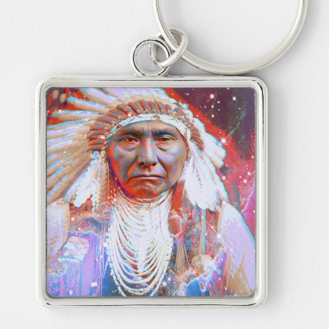 Native American  Crazy Horse Key Ring (Front)