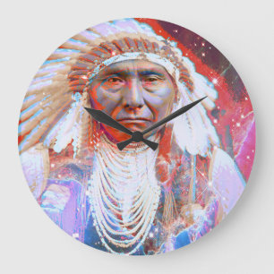 Native American Crazy Horse Large Clock