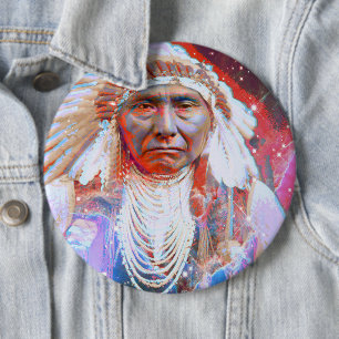 Native American Crazy Horse Pinback Button